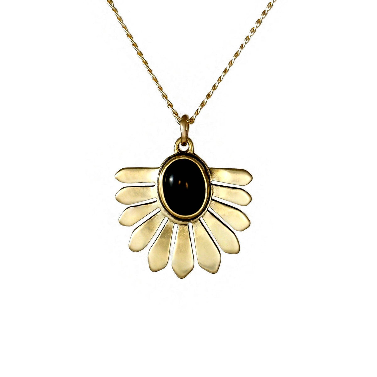 Sofi Necklace - Brass &amp; Onyx