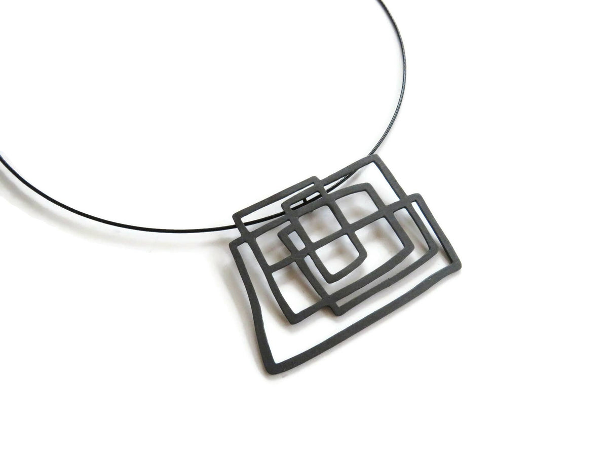 Modernist Oxidized Silver Pendant