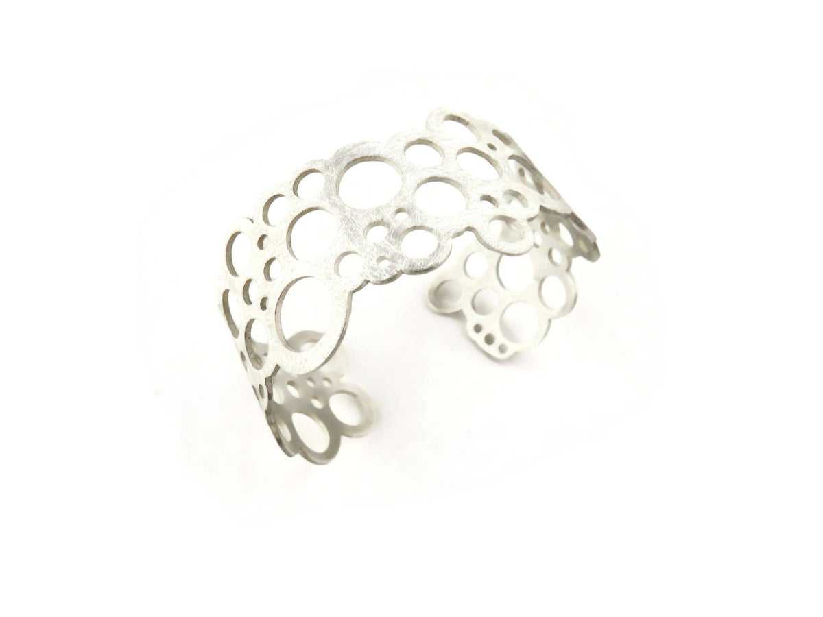 Circles Geometric Silver Cuff Bracelet