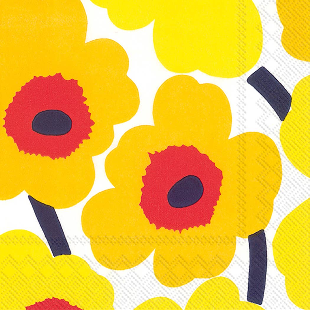 Paper Cocktail Napkins Marimekko Unikko dark yellow