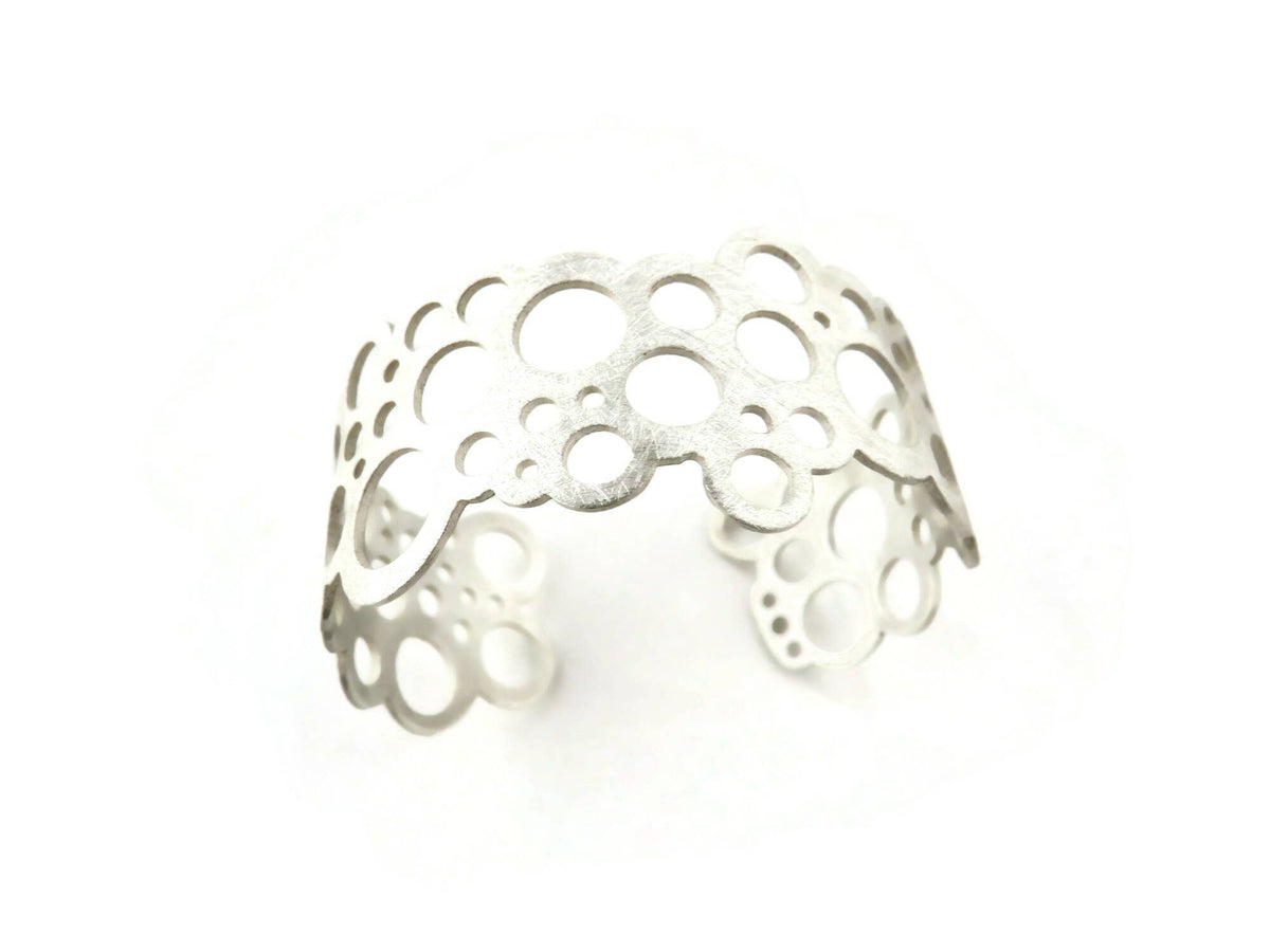 Circles Geometric Silver Cuff Bracelet