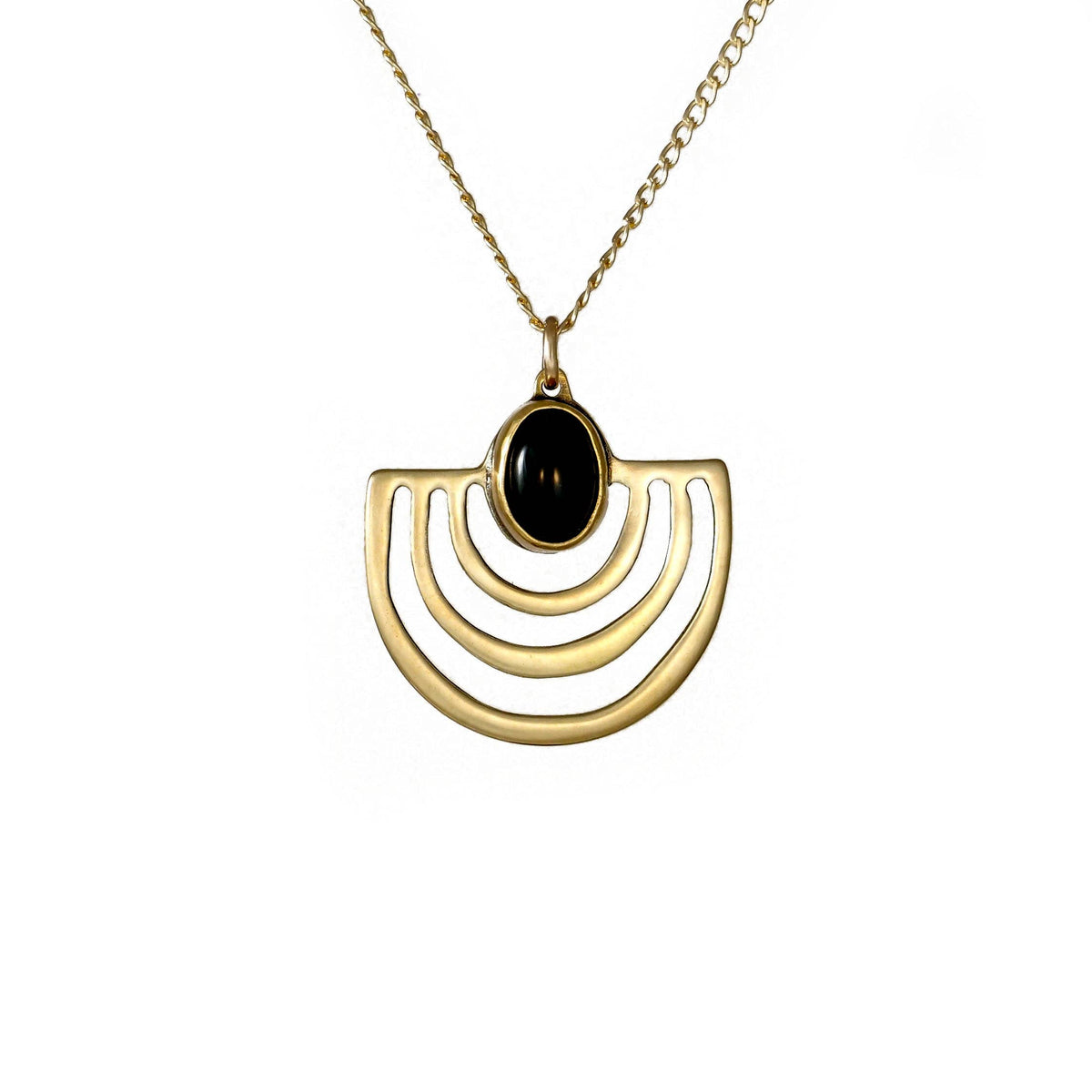 Halo Necklace Brass &amp; Onyx