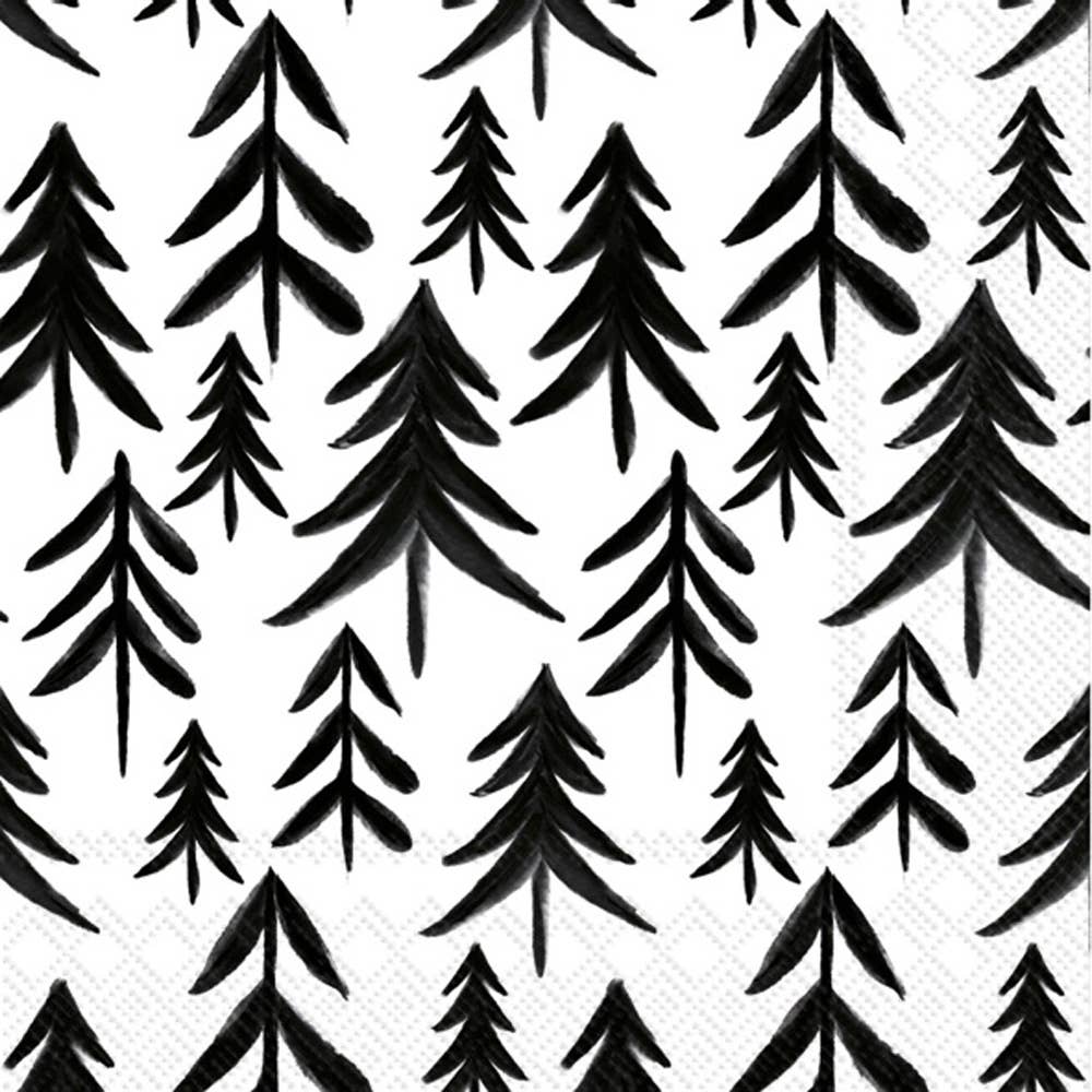 Paper Cocktail Napkins Black &amp; White Trees