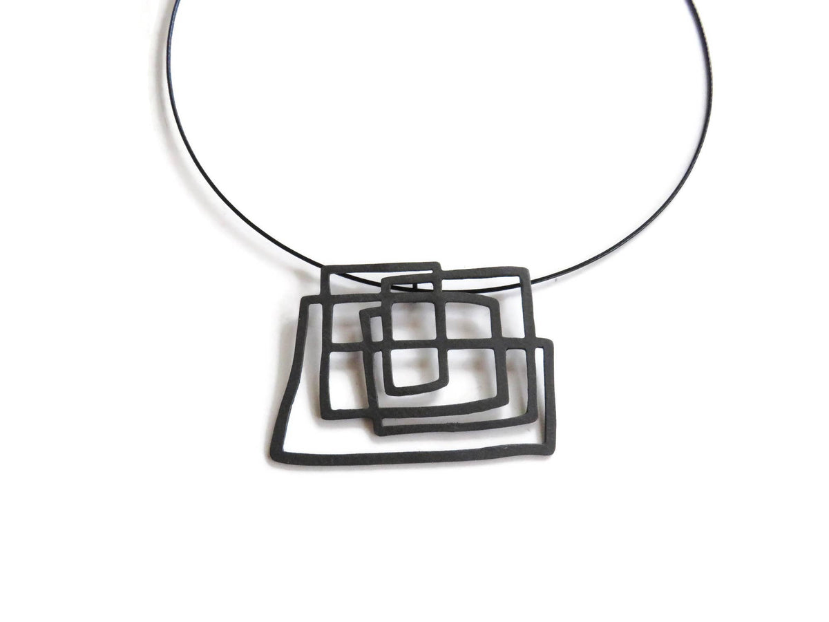 Modernist Oxidized Silver Pendant