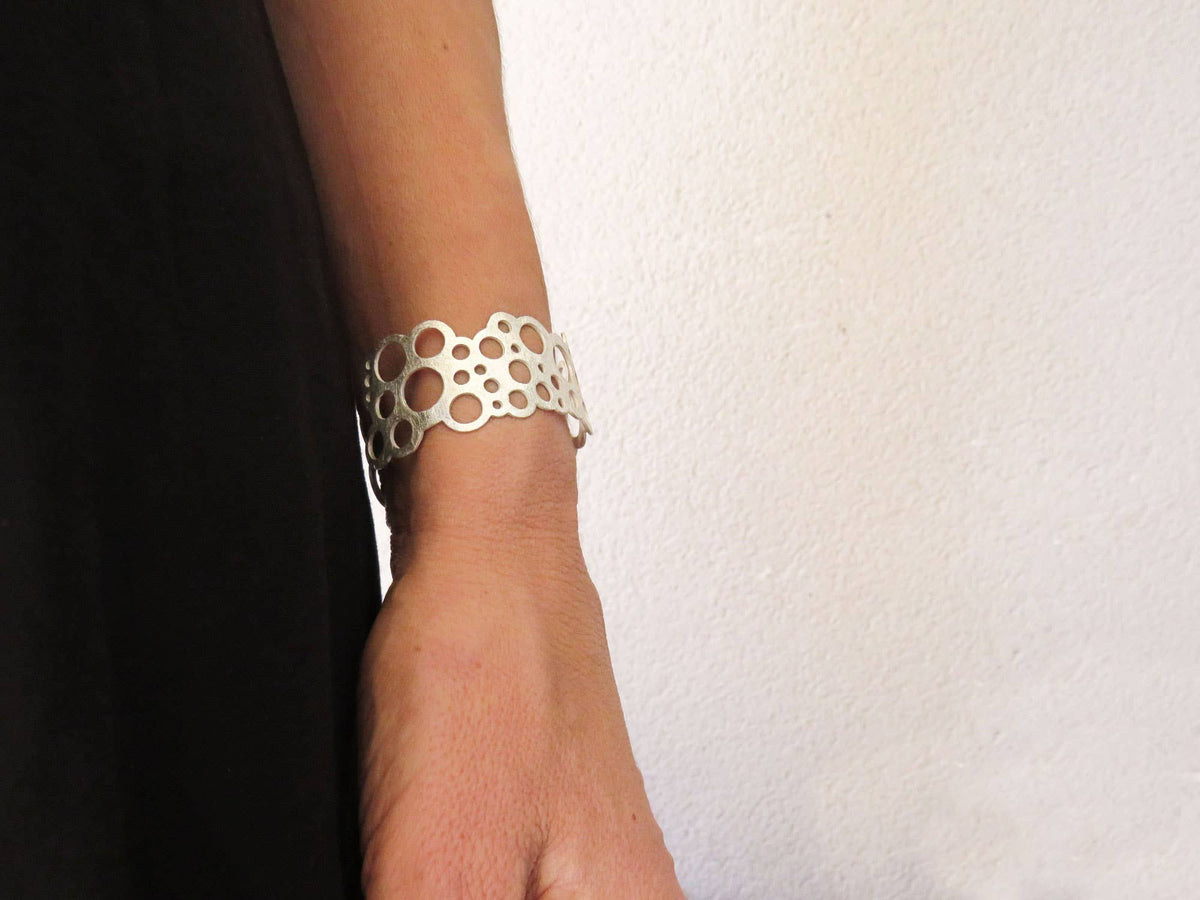 Circles Geometric Silver Cuff Bracelet