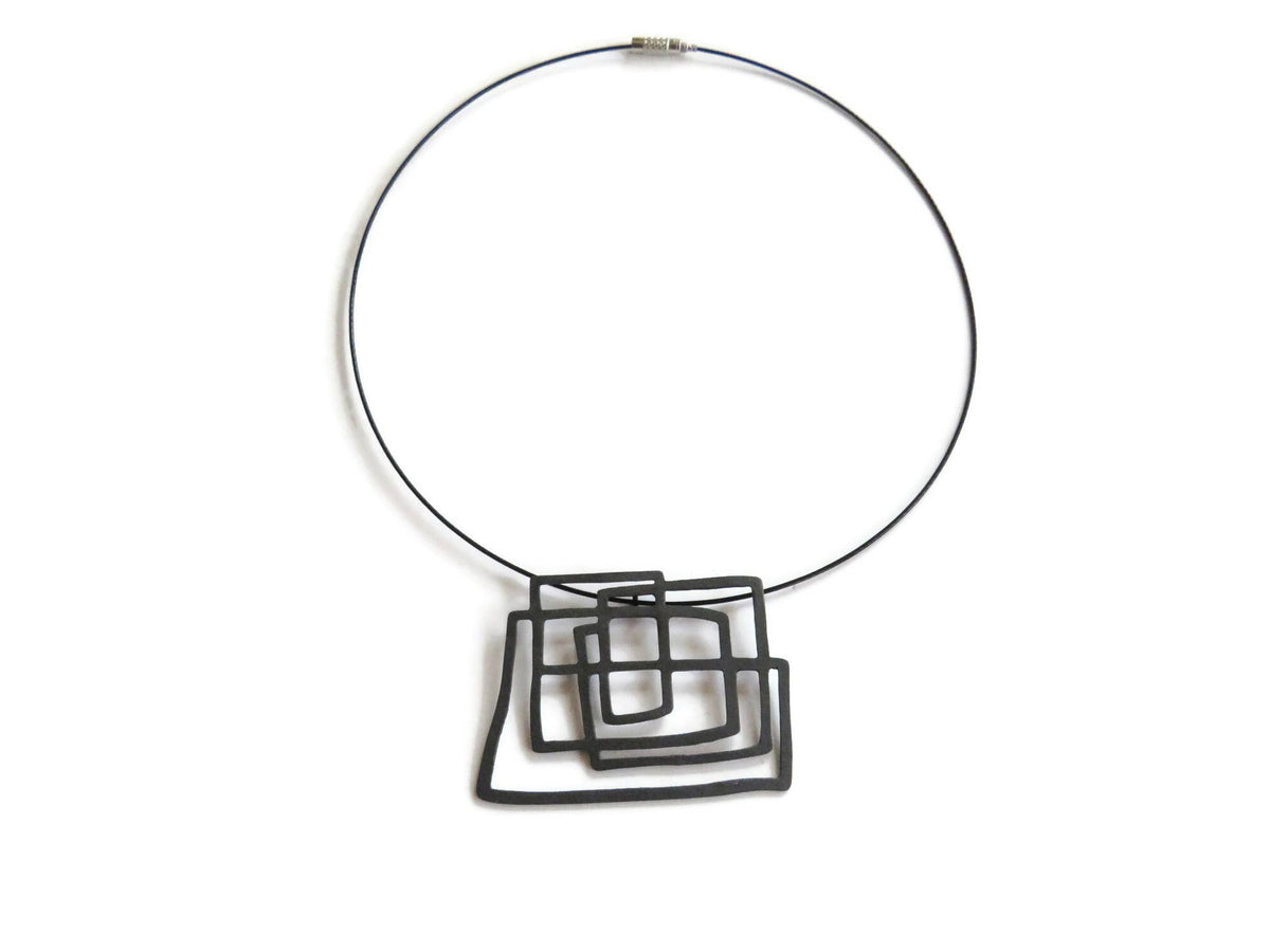 Modernist Oxidized Silver Pendant